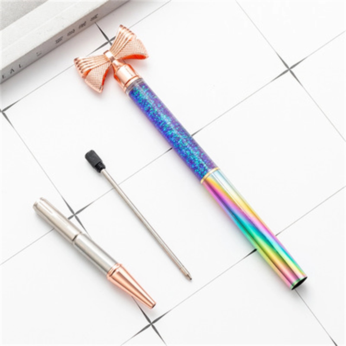 Cute Bow Liquid Glitter Oil Creative Ballpoint Pen 2
