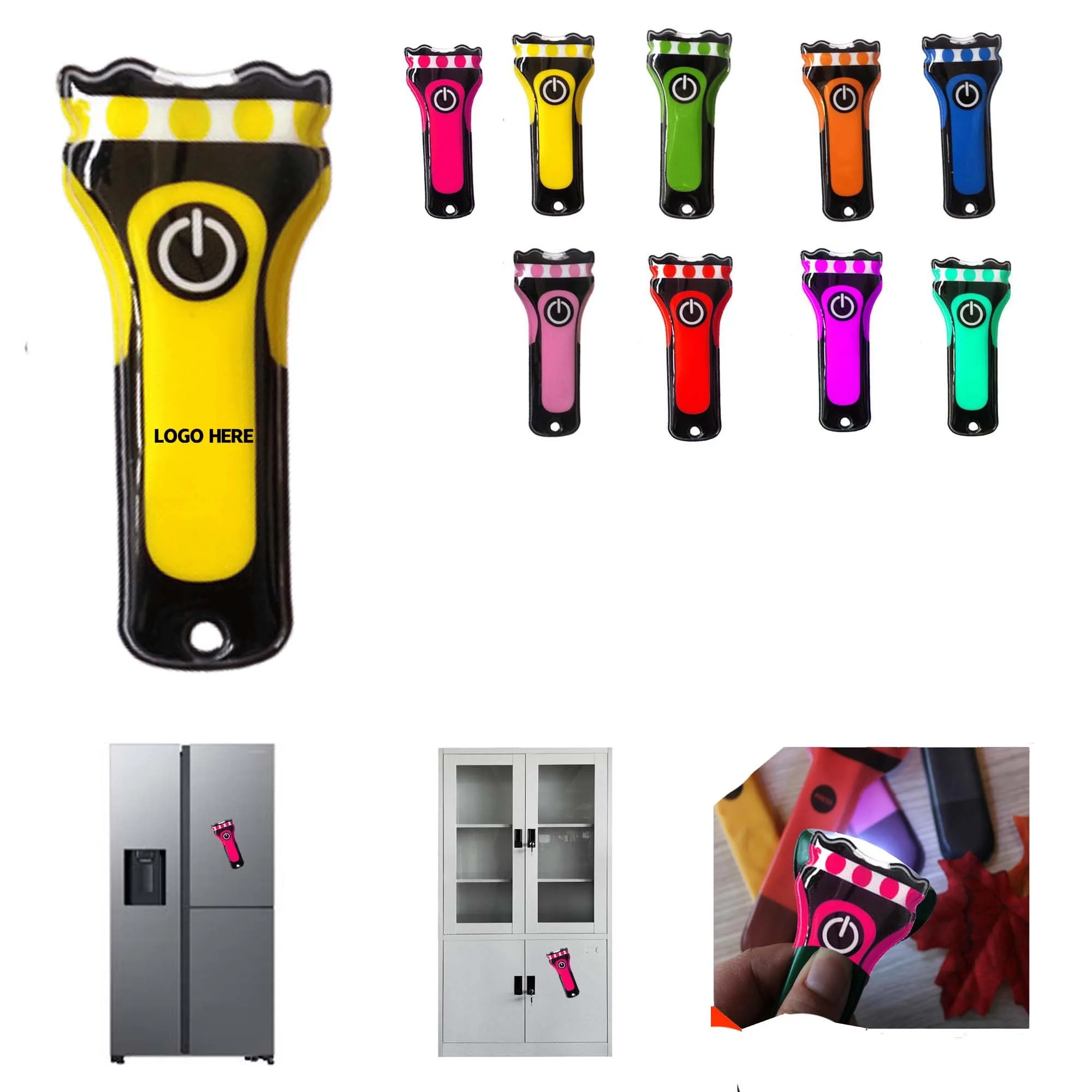 PVC Flashlight Keychain Light with Refrigerator Magnet 6