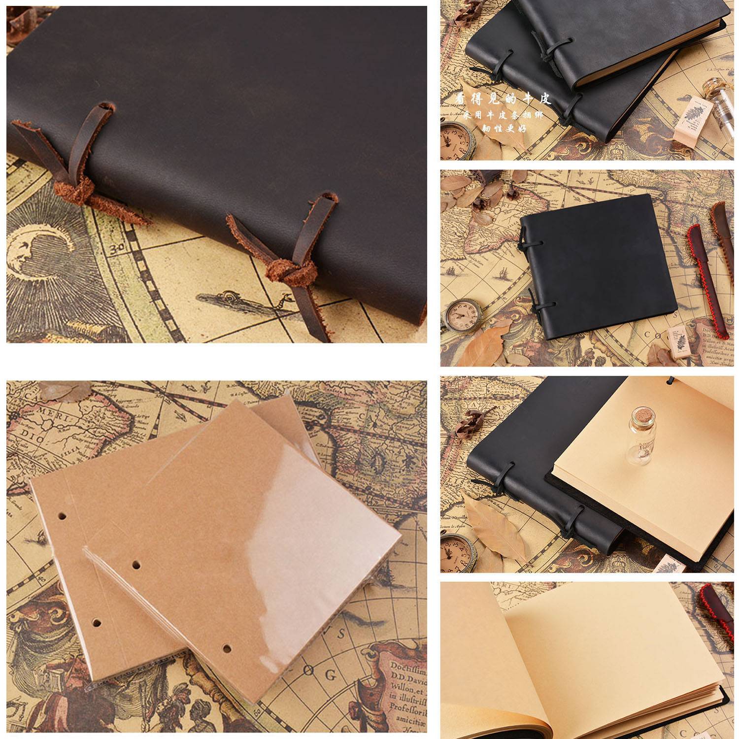 Genuine leather strap notebook 1