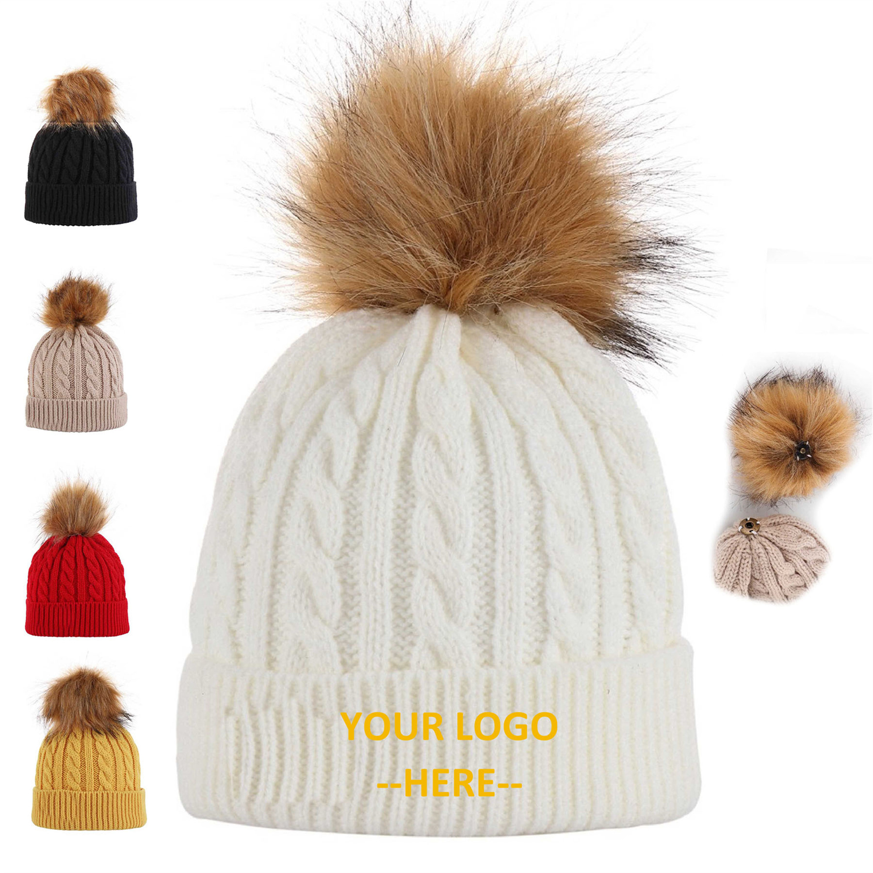 Cable Knitted Pom Pom Beanie 3
