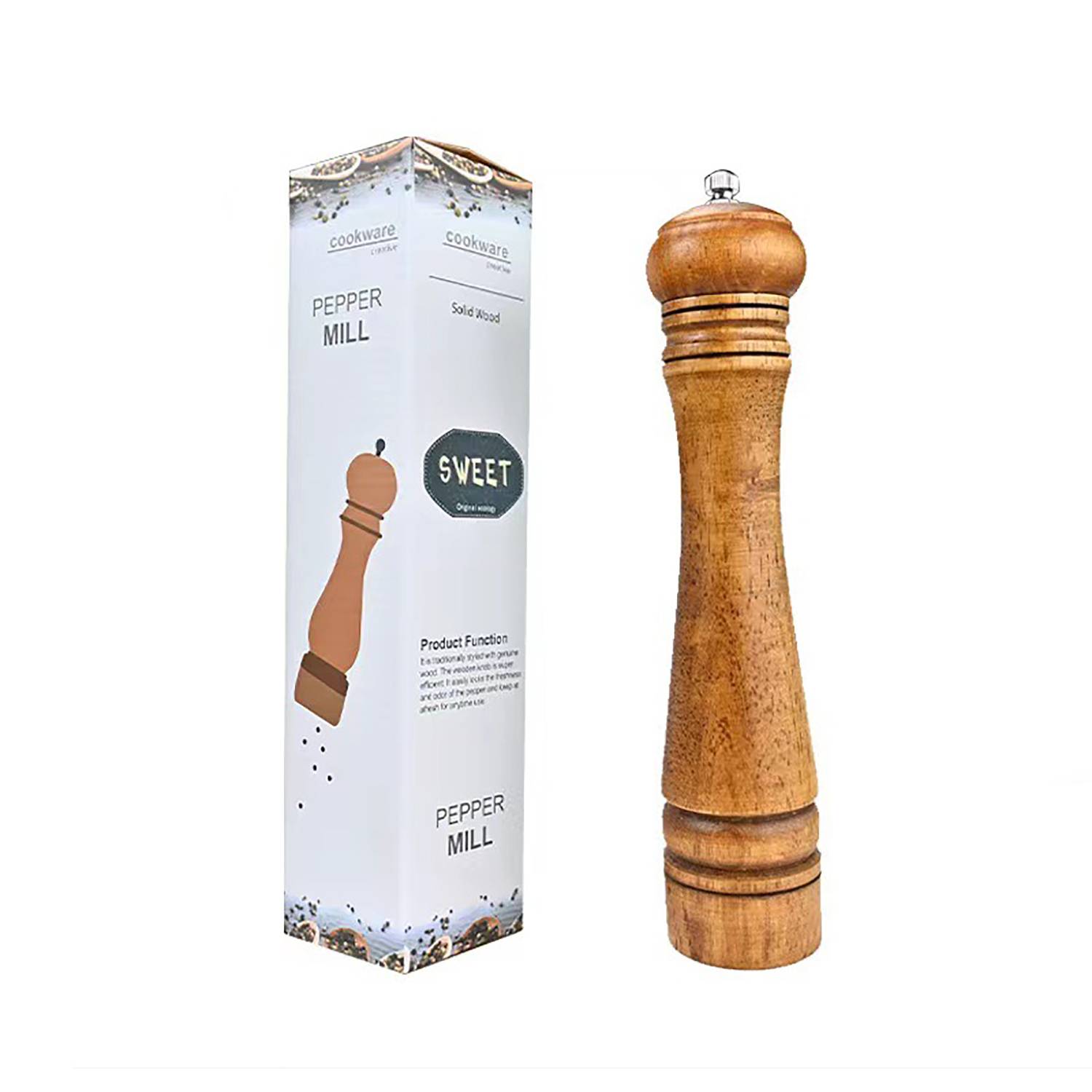 Durable Manual Wooden Pepper Grinder for Kitchen 7