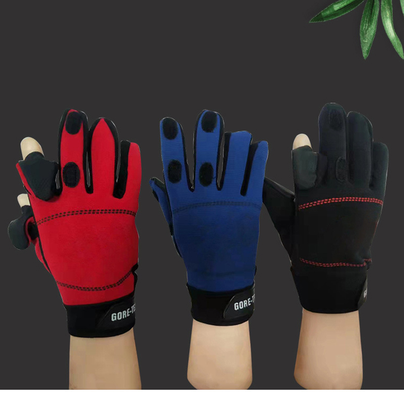 Non-slipping Silicone Convertible 3 Cut Fingers Fishing Gloves 2