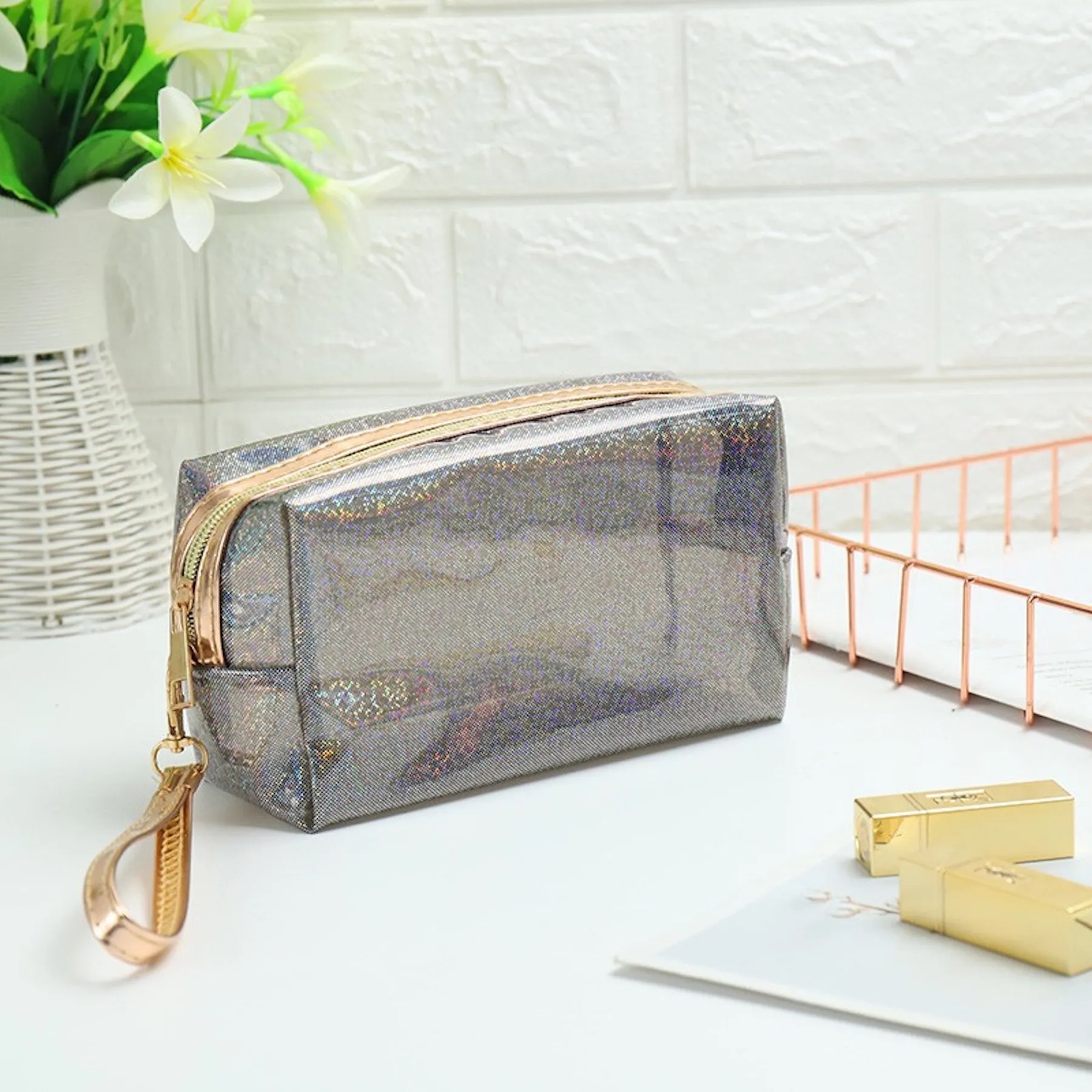 Waterproof Glitter Translucent Cosmetic Bag Woman 3
