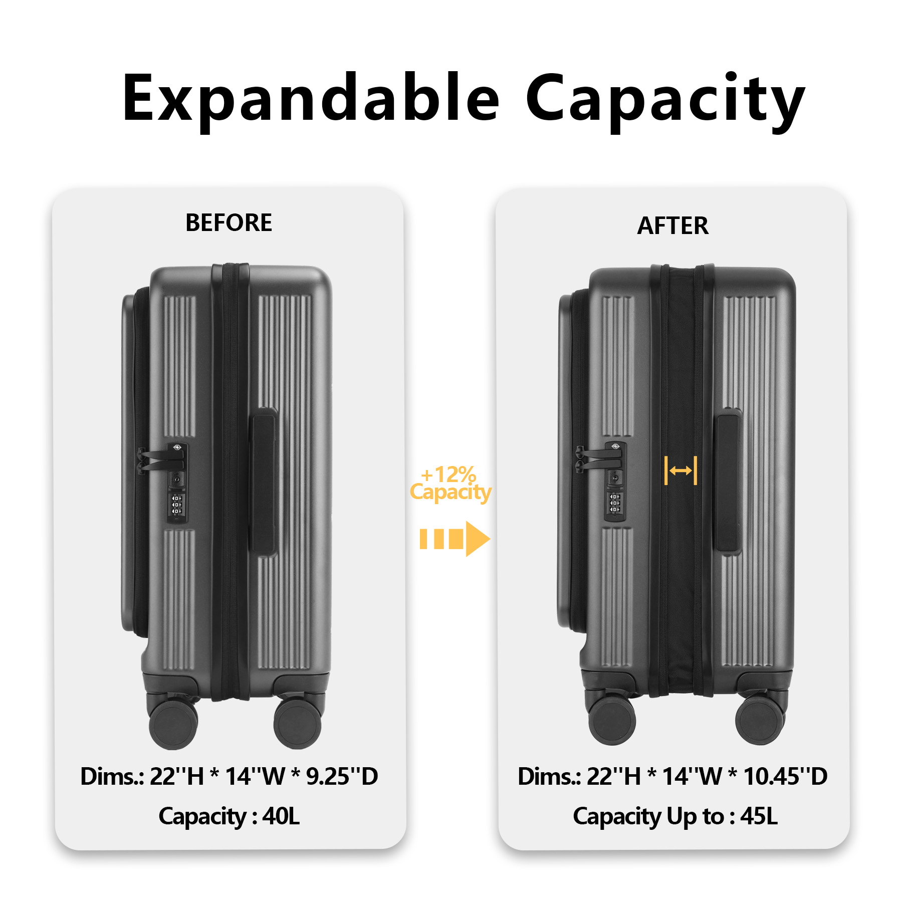 Premium Expandable Carry-On Luggage With Front Pocket 7