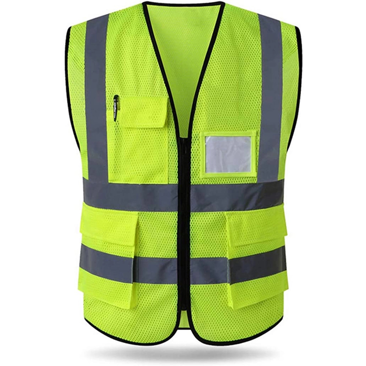High Visibility Mesh Safety Reflective Vest Pockets Zipper 4