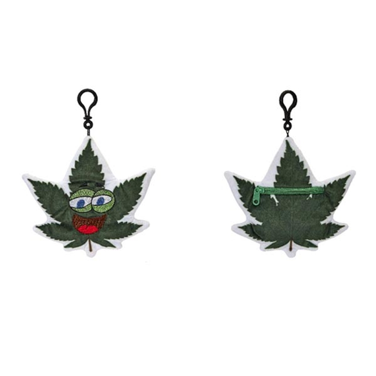 4" Hemp Leaf Zipper Pull Pouch CBD 1