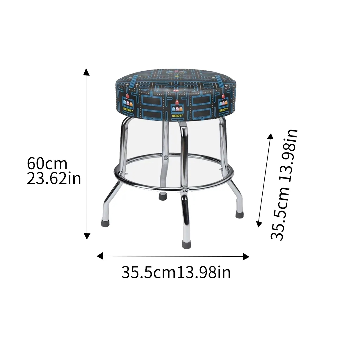 Customizable Round Bar Stool W/ Single Ring Chrome Base 5