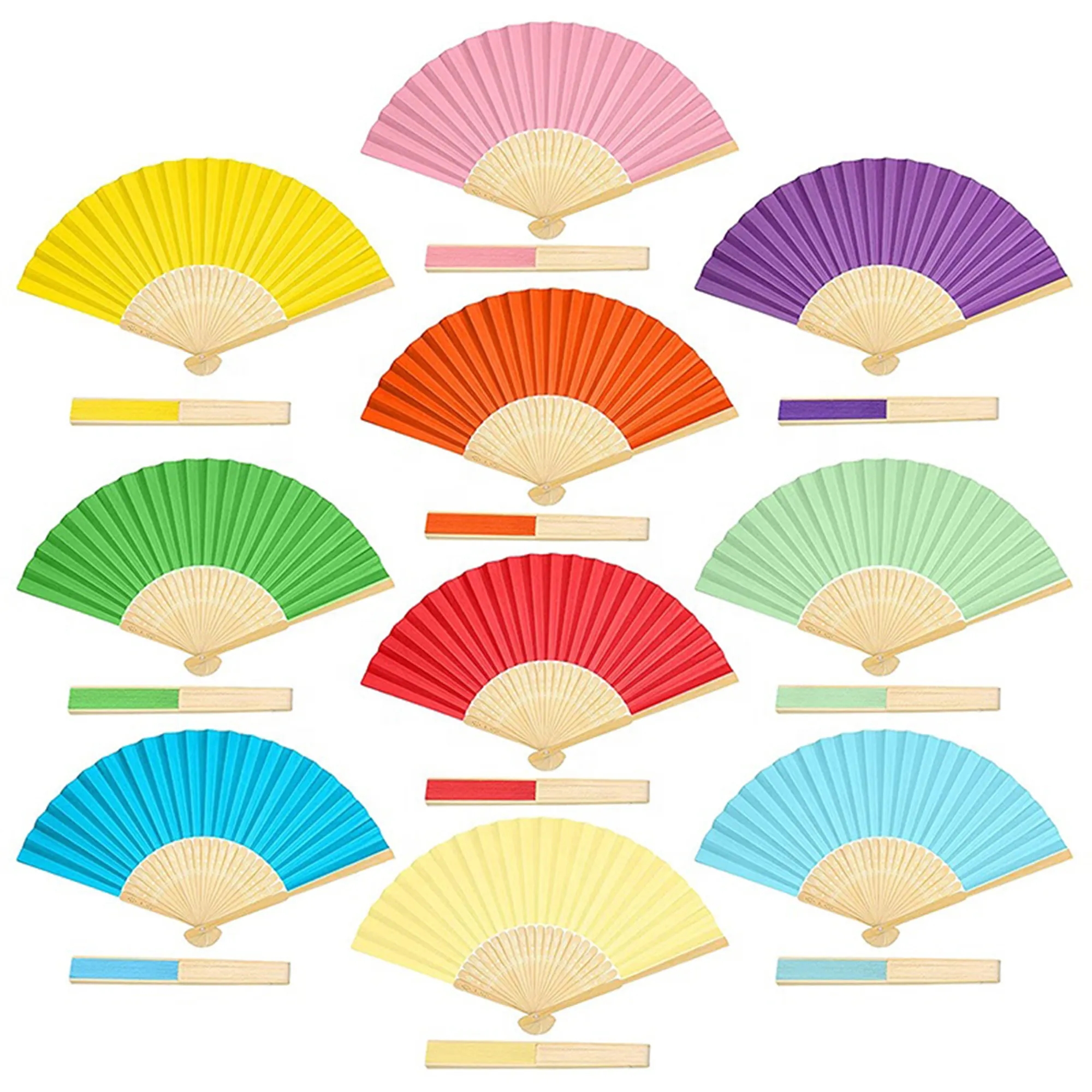 Bamboo Handheld Folding Paper Fan