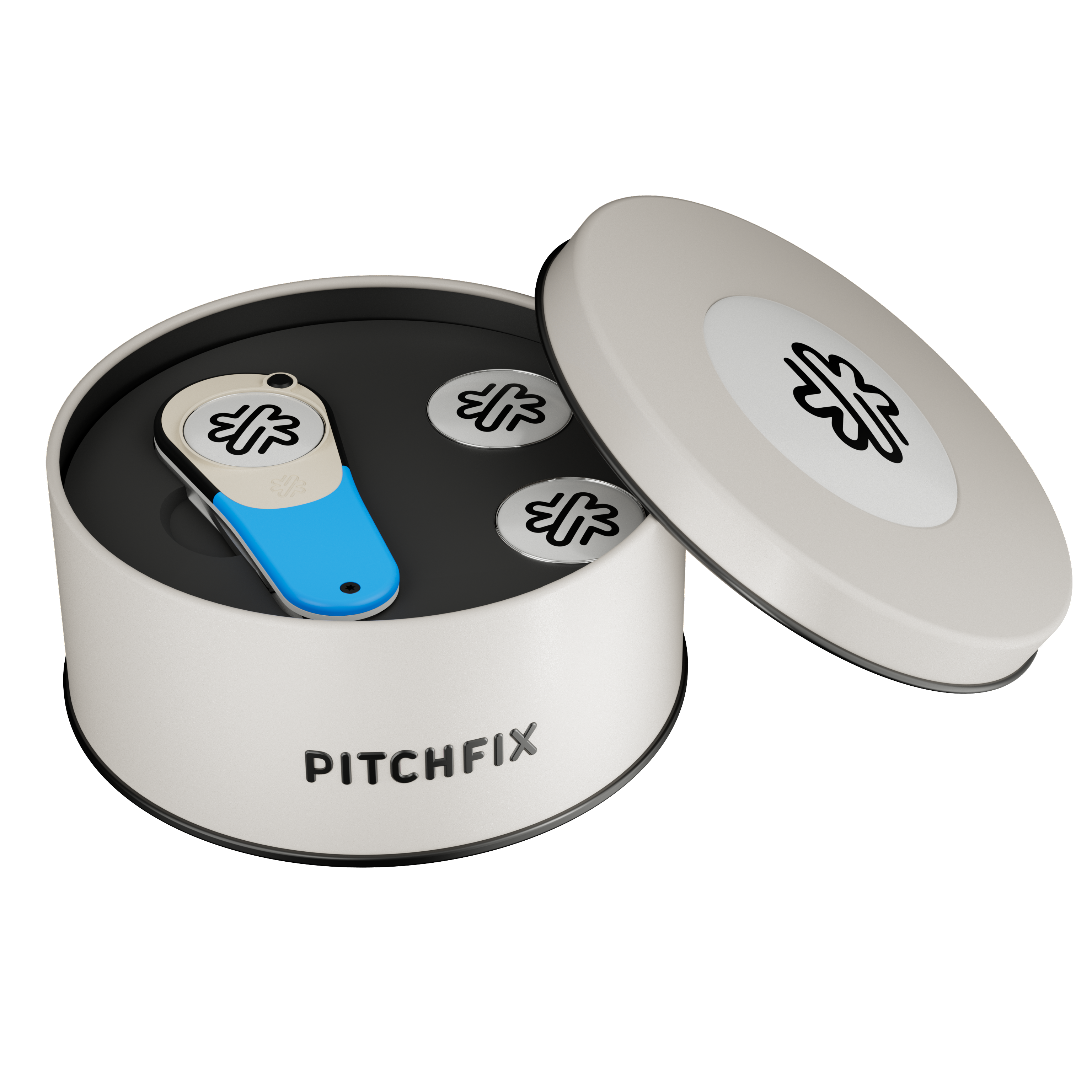 Pitchfix Icon Golf Divot Tool in Round Tin with Two Extra Ball Markers 4