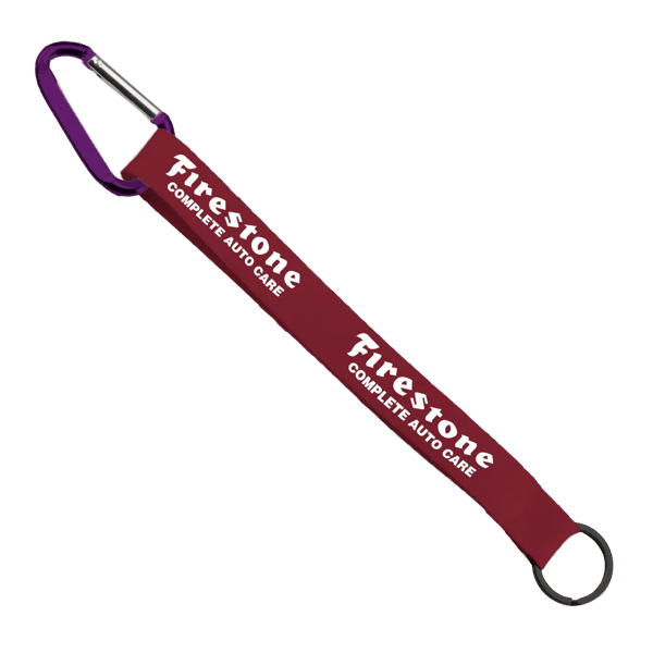 3/4" Sewn Polyester Keychain with Metal Split-Ring and Carabiner 137