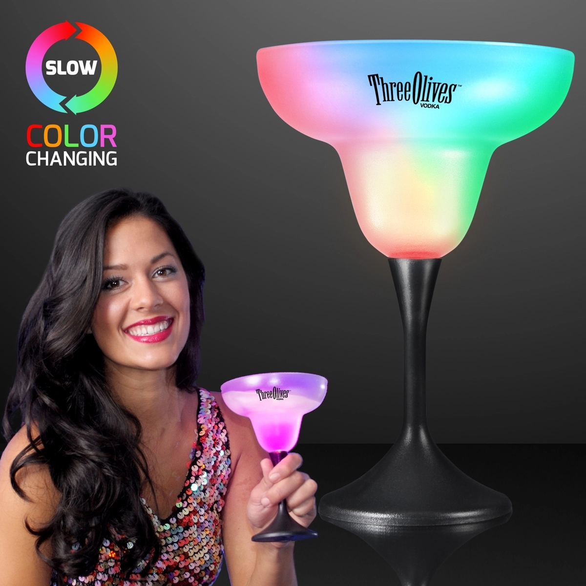 LED Margarita Glass with Classy Black Base 2