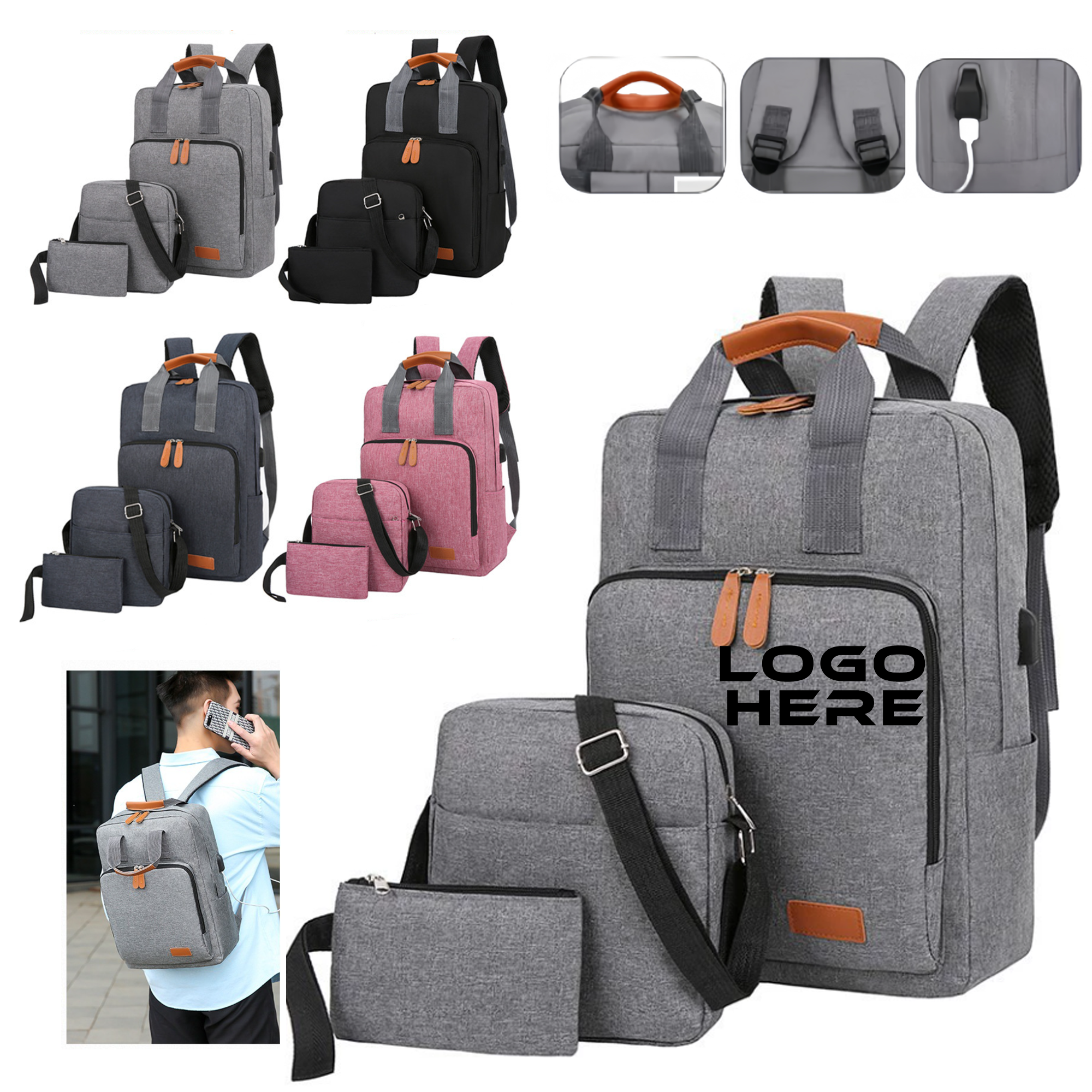 3 in 1 Laptop Backpack Bag Set 2