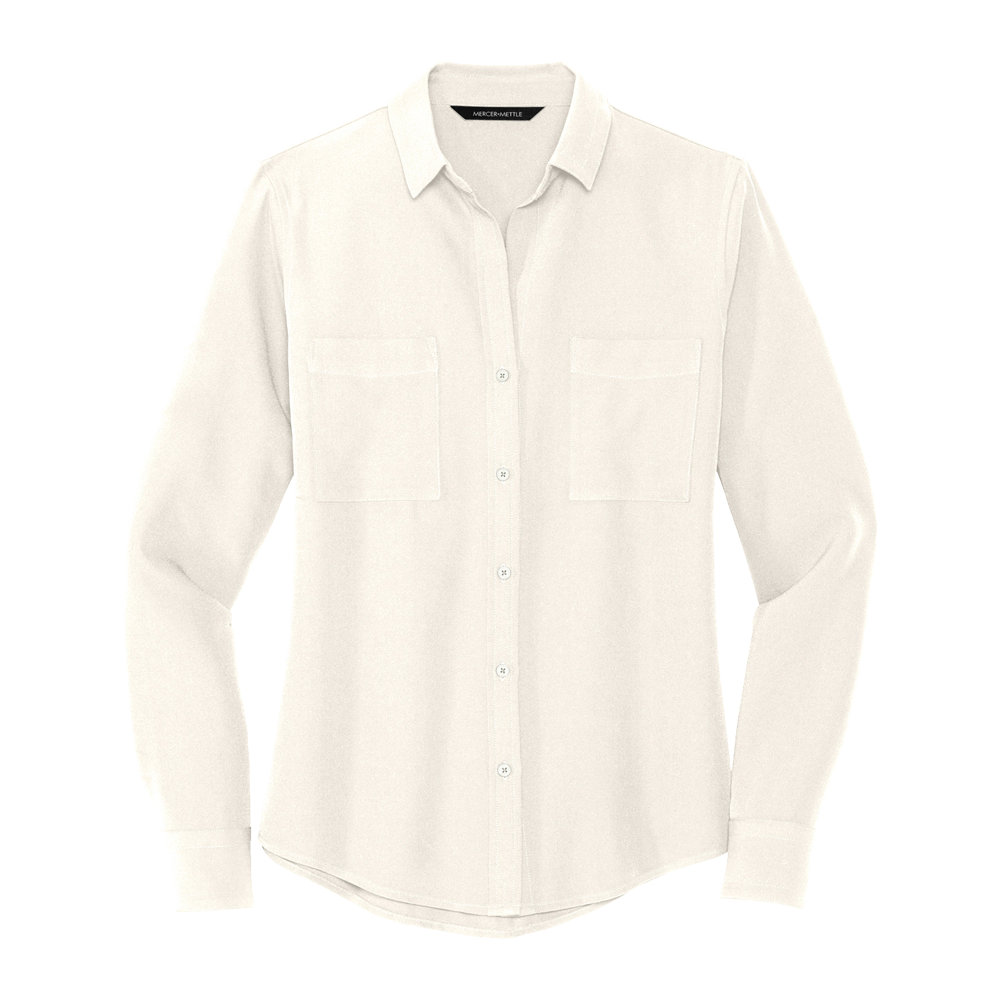 Women's Button Down Crepe Blouse 2