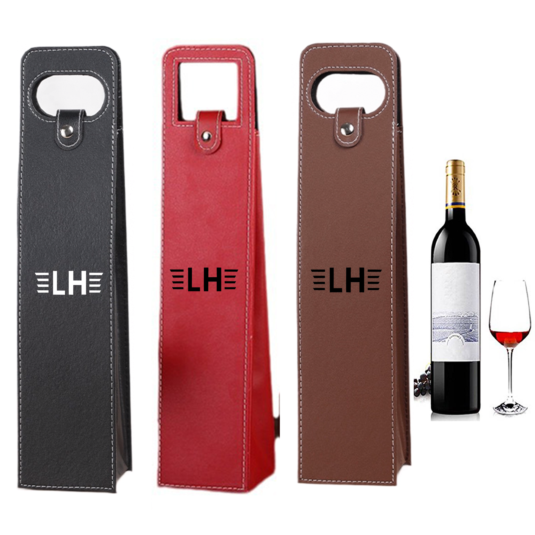 Resuable Leather Wine Tote Bag 10