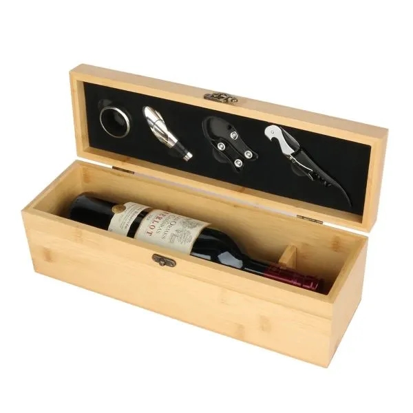 Eco-Friendly Custom Bamboo Wooden Wine Accessories Set 2