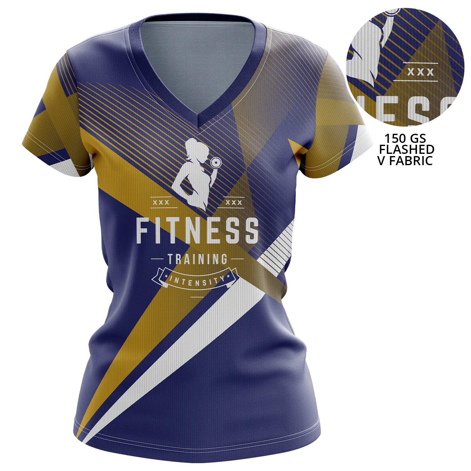 Women 150 GSM Flashed V Fabric Performance Sublimation V-Neck Short Sleeve T-shirt 3