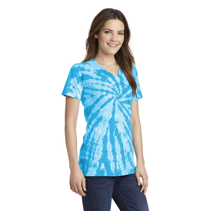 Port & Company Women's Tie-Dye V-Neck Tee. 73