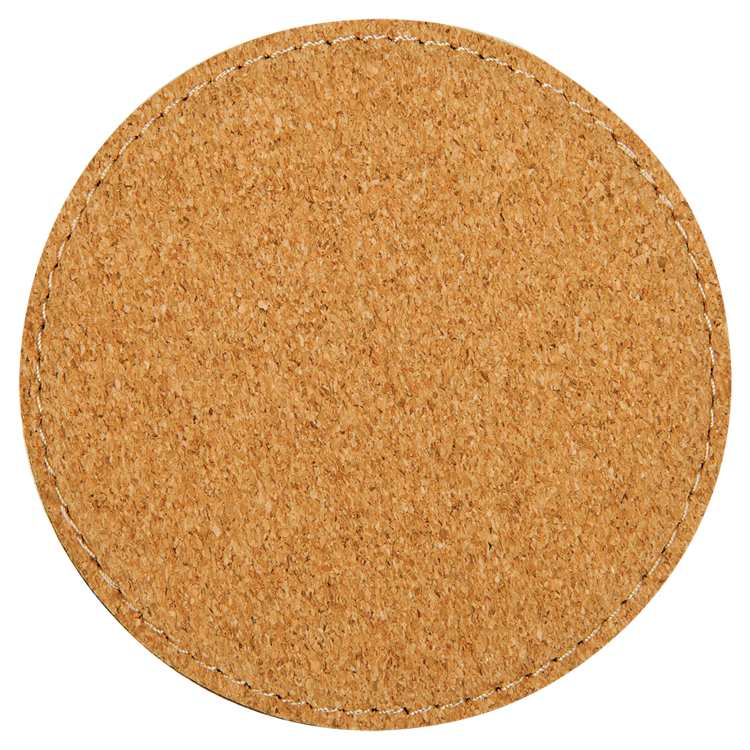 4" Round Cork Coaster with Stitching 4