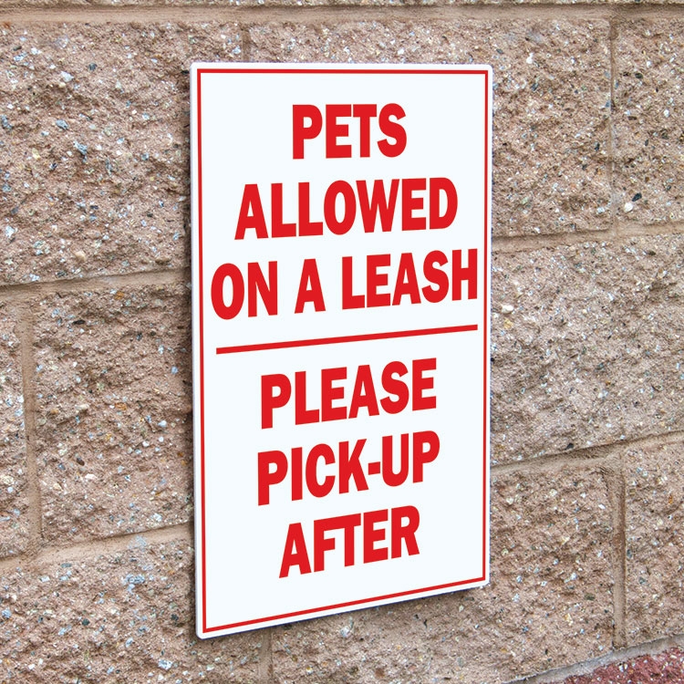 Pets Allowed On Leash Sign 12 x 18