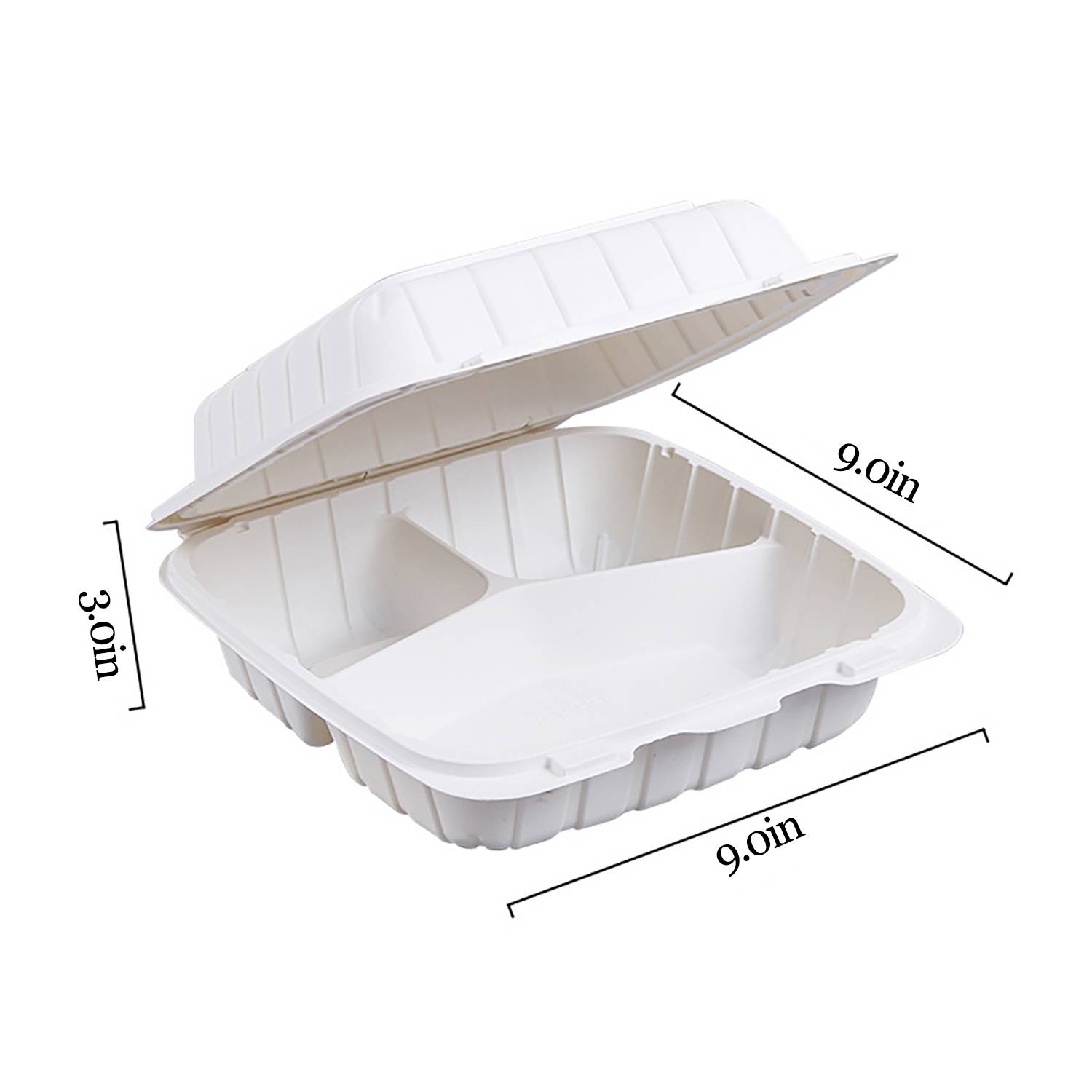 Convenient Disposable 3-Compartment Food Container 3