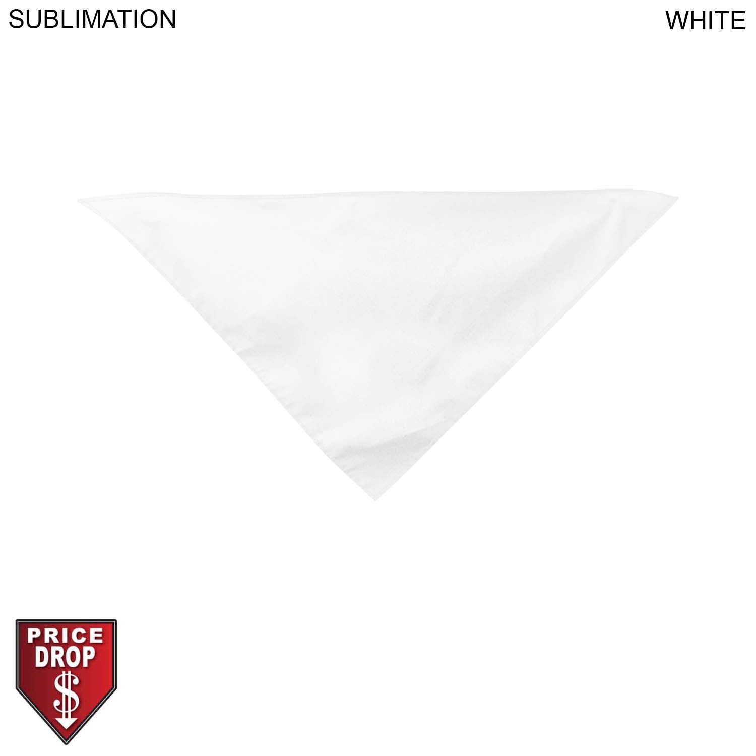 Large Dog Bandana, 32x22x22, Stitched Edges, White, Blank Only 3