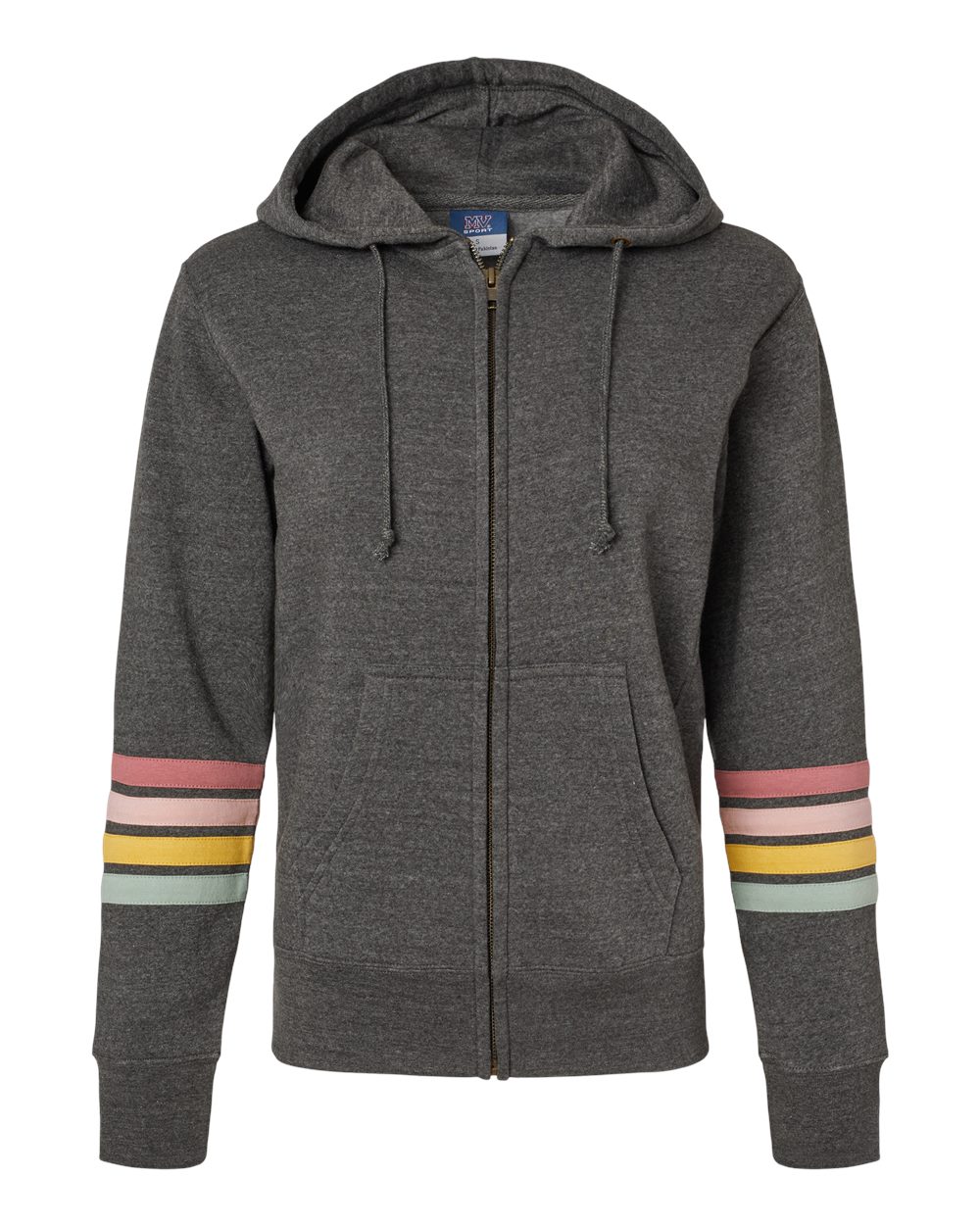 Women's Striped Sleeves Full-Zip Hooded Sweatshirt - W22732 14