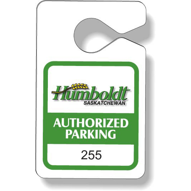 .020 White Gloss Plastic Parking Tag / Permit (2.4"x3.9"), Full Colour