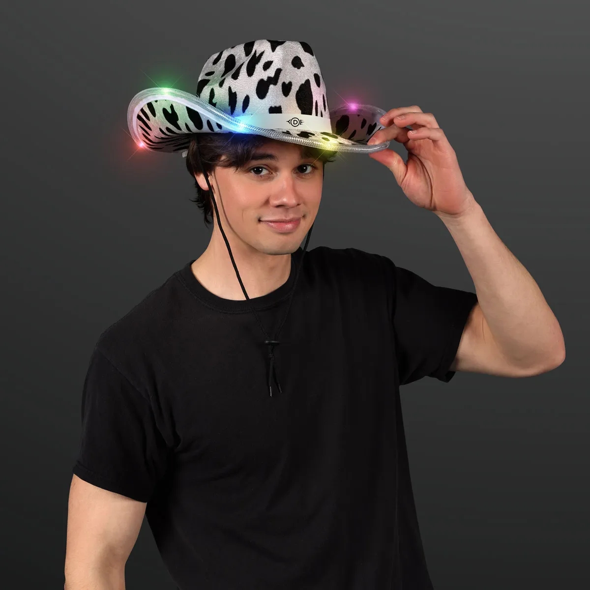 LED Cow Print Hat with White Band 5