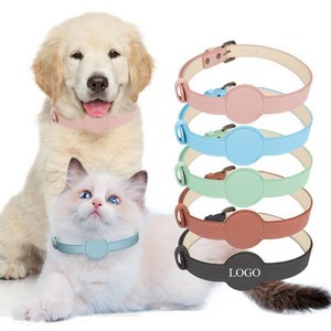 Airtag PU Leather Pet Collar With Adjustable Strap 15