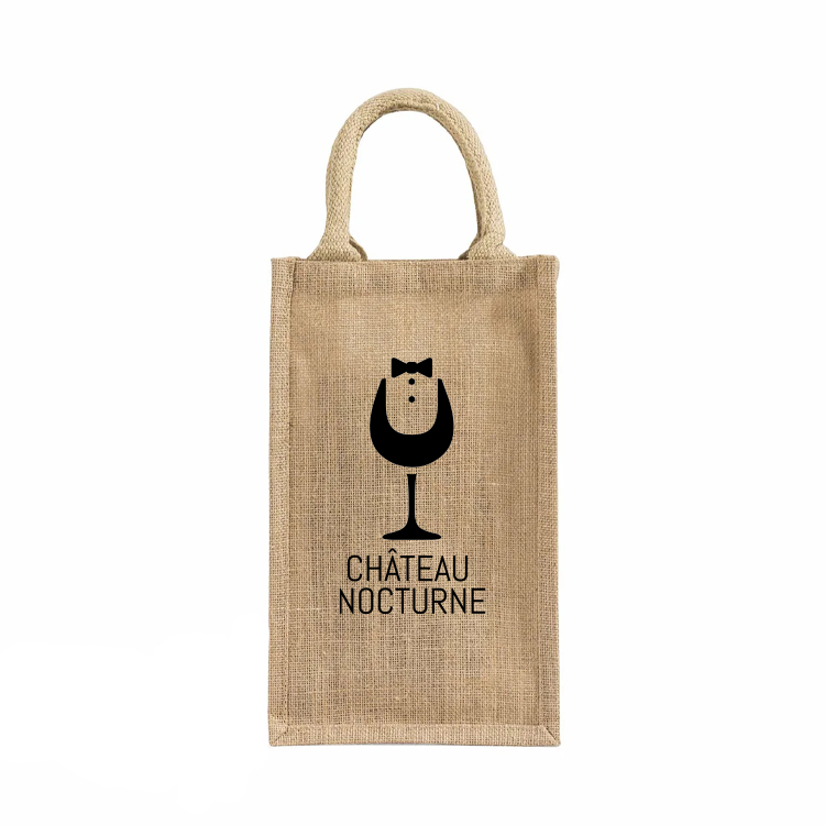 Temecula 4-Bottle Jute Wine Tote Bag 1