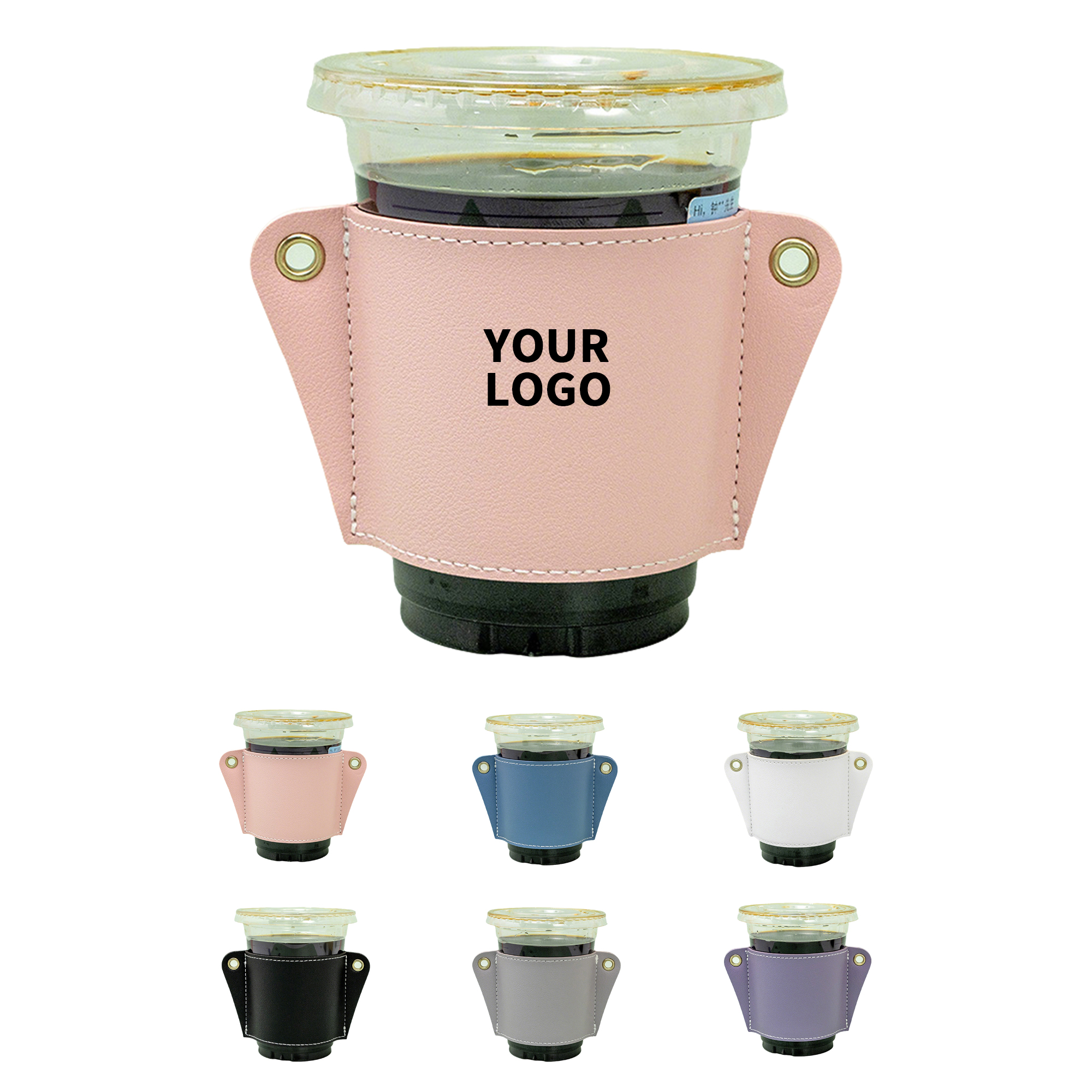 PU Leather Portable Cup Holder 3.15" Top Diameter x 2.95" Bottom Diameter x 2.83" Height 6