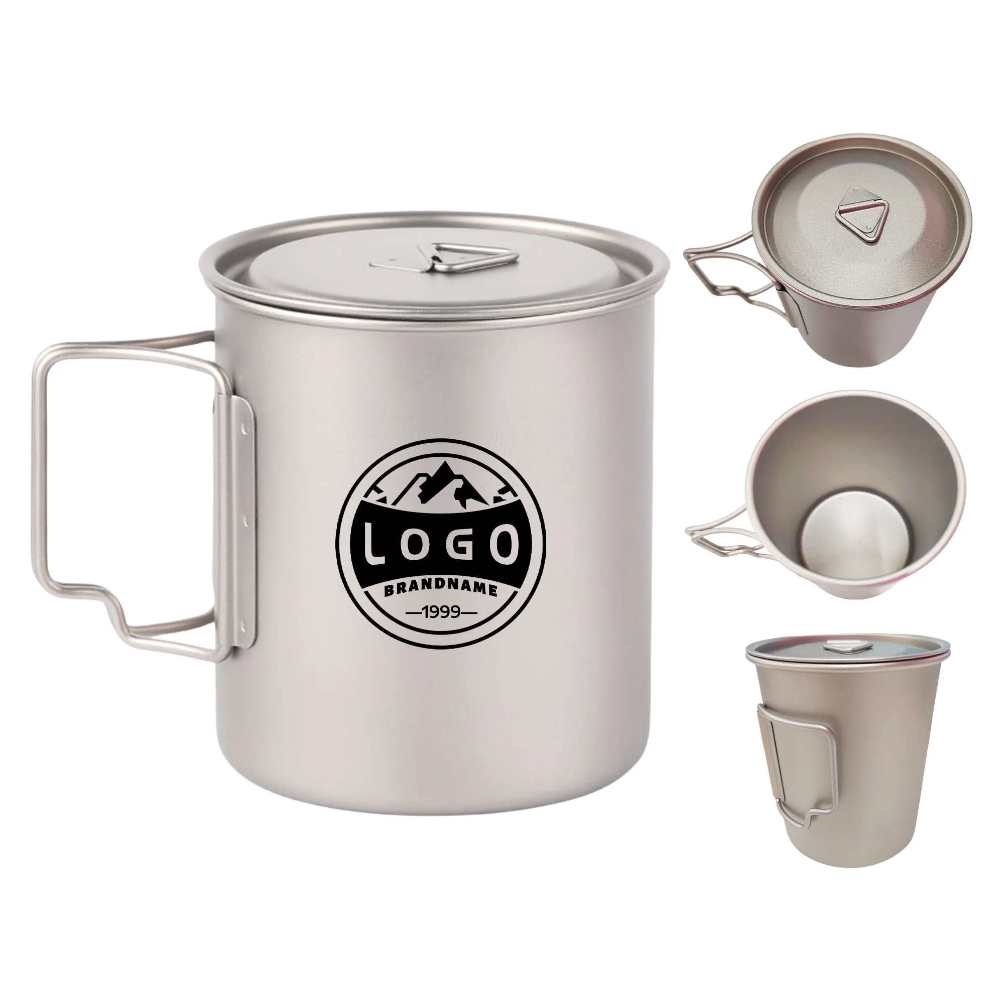 MOQ50 19oz Outdoor Folding Handle Travel Titanium Cup With L 4