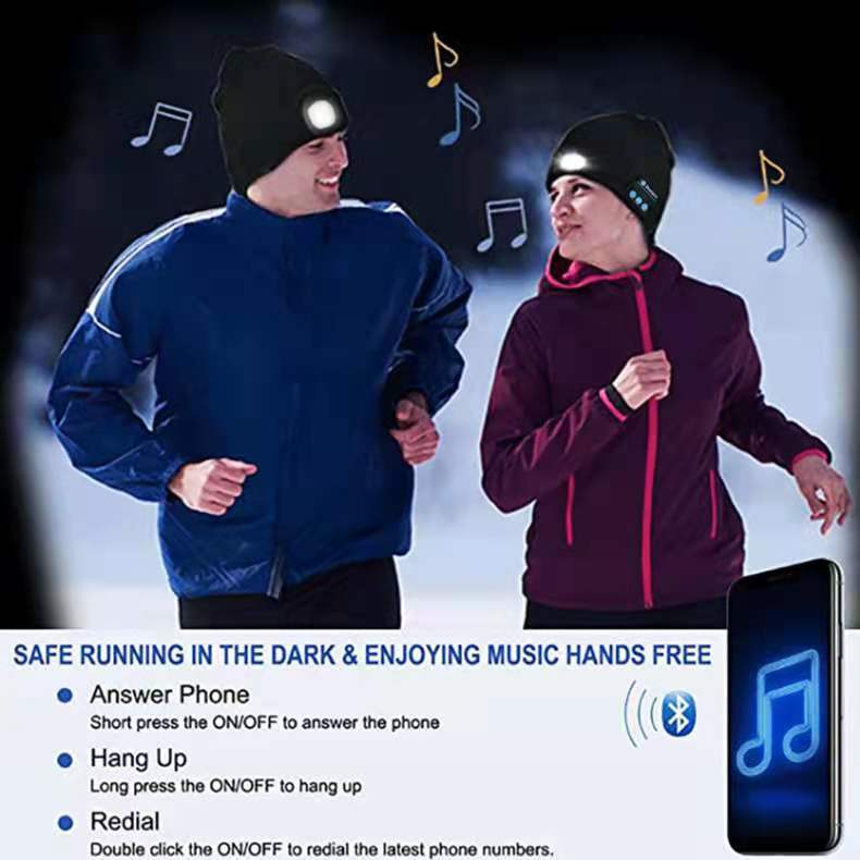 Wireless Bluetooth Beanie Hat With Light 4
