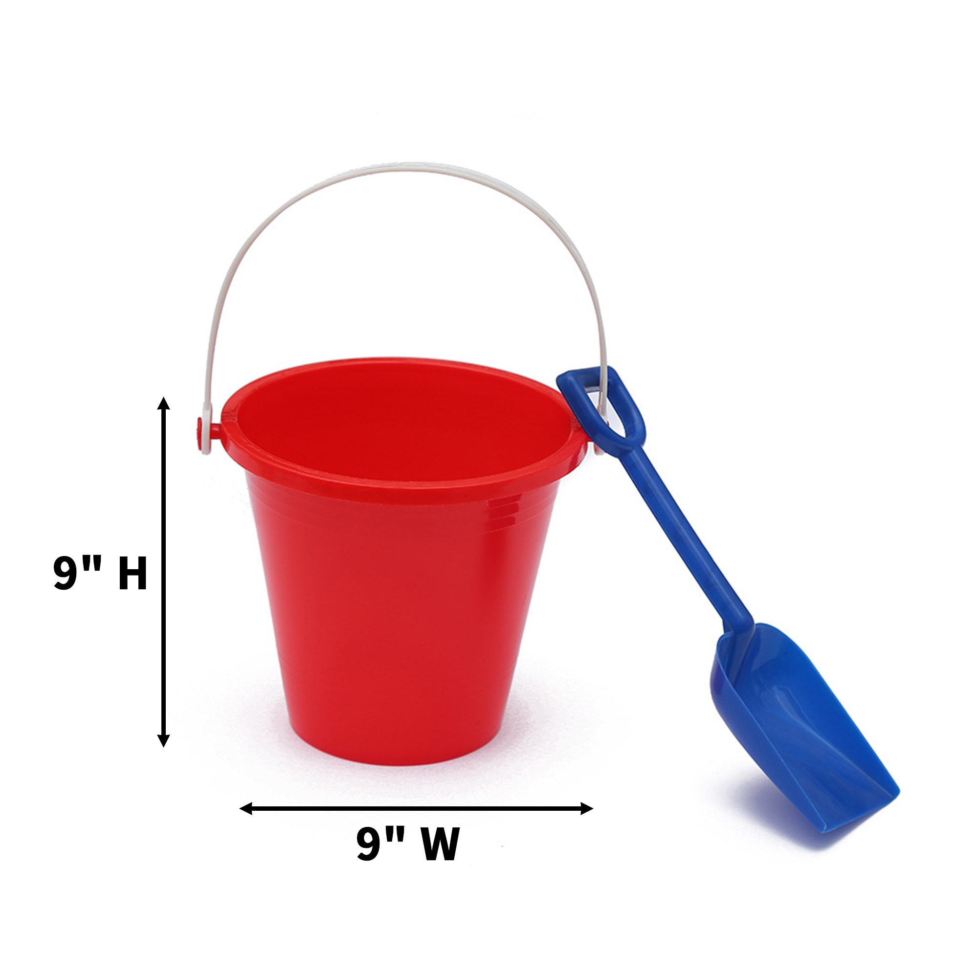Nine Inch Sand Bucket With Shovel Set For Beach Play 9" x 9" 6