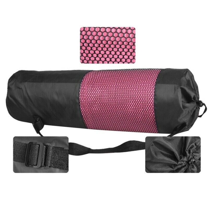 Yoga Mat Storage Mesh Bag Drawstring Bags PVC Adjustable Strap Carrier USA 1