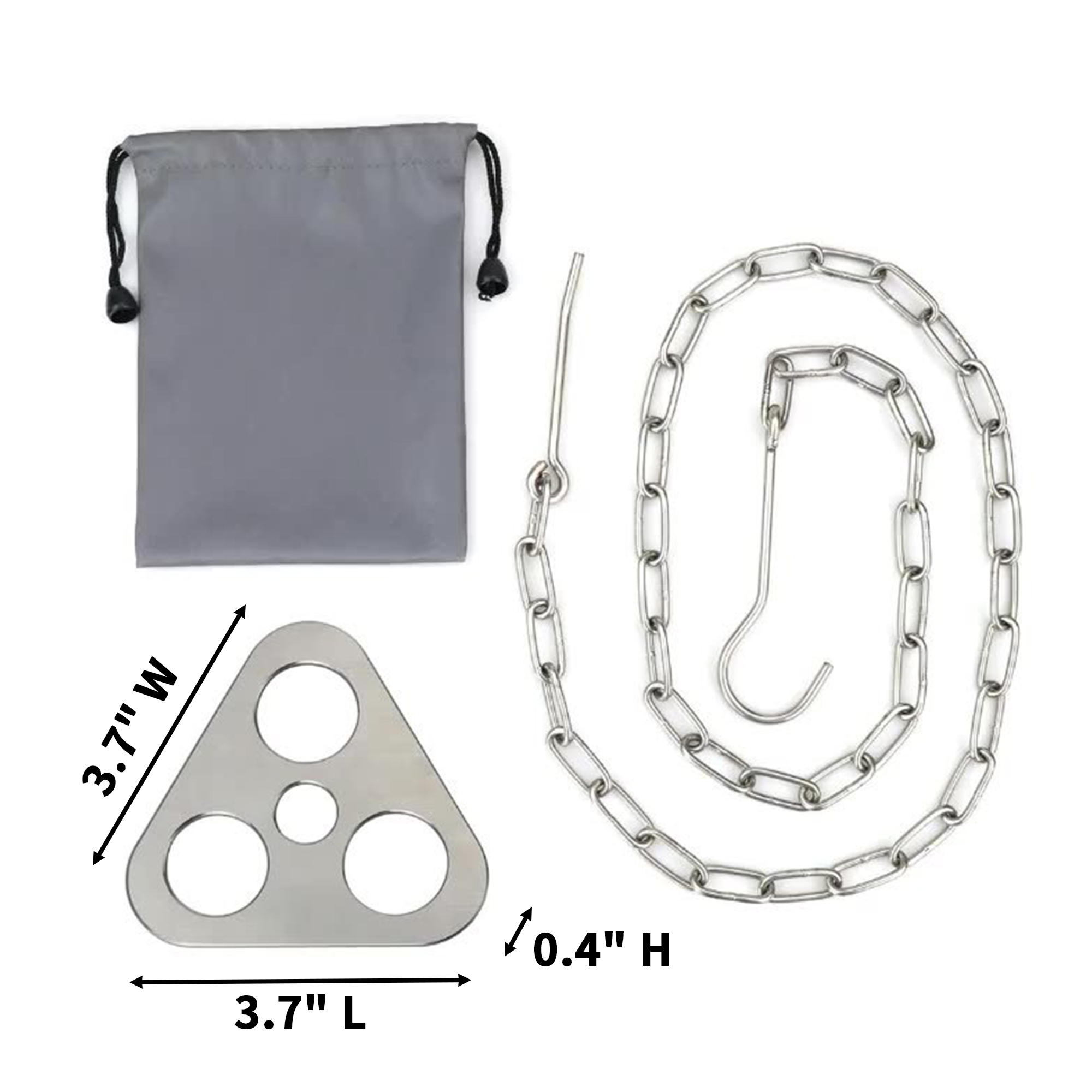Stainless Steel Triangle Plate For Hanging Pot Support 3.7" Length X 3.7" Width X 0.4" H 3
