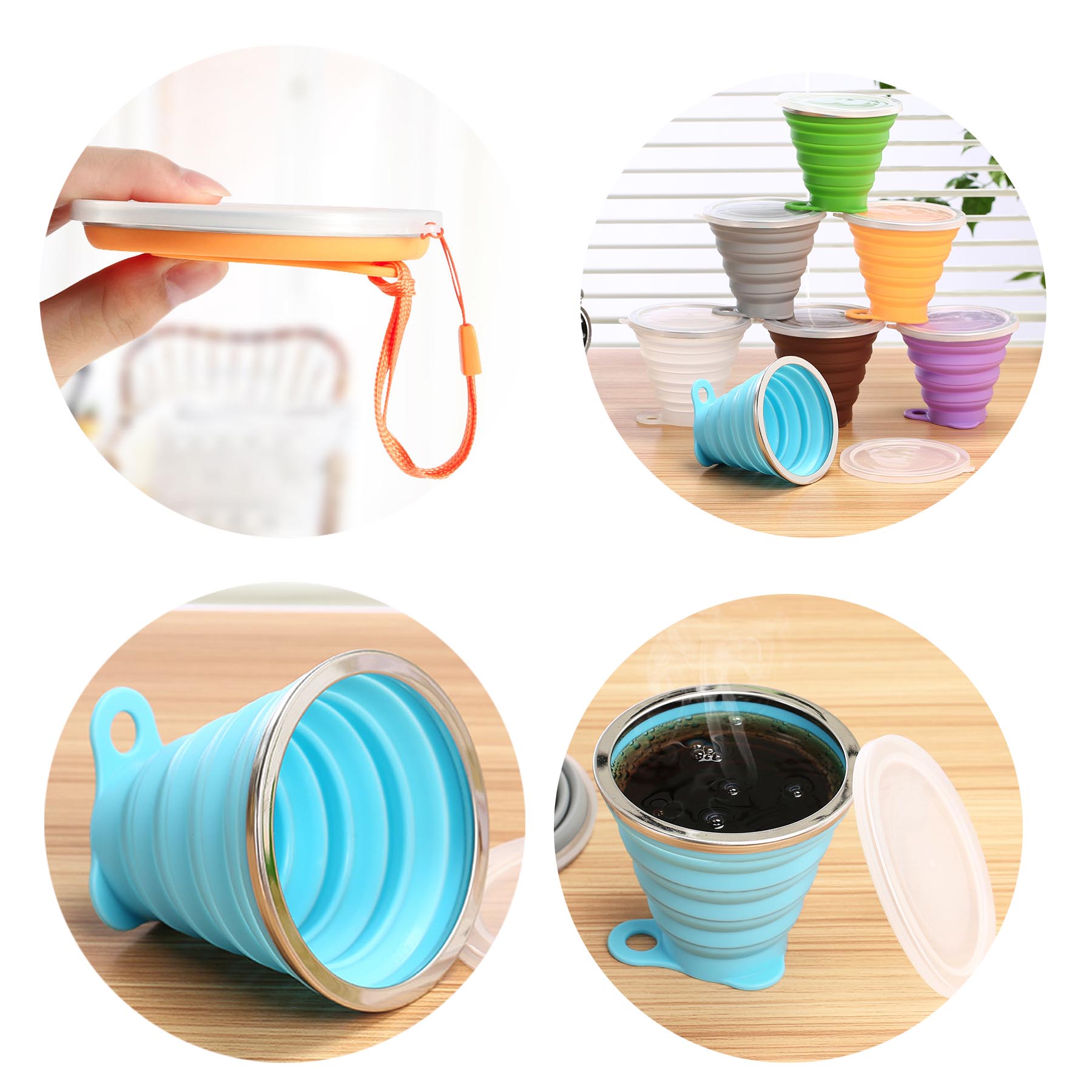 270mL Portable Foldable Silicone Cup With Carrying Rope 4
