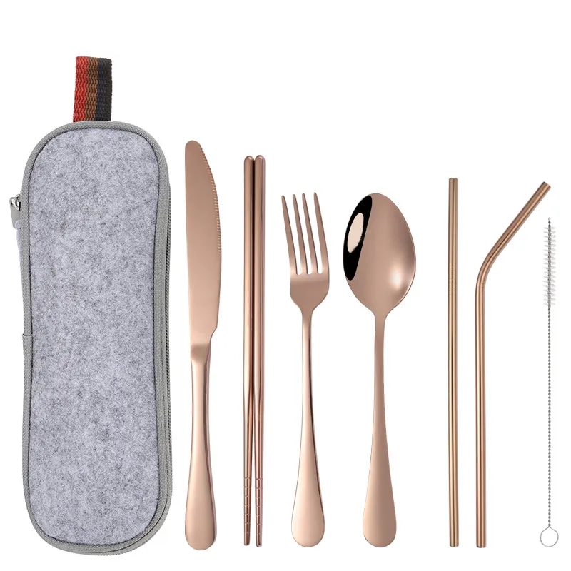 Reusable Stainless steel cutlery set with case 6