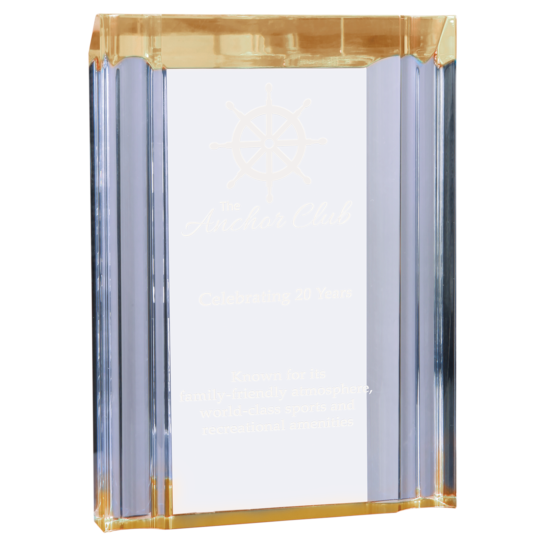 4.75" x 6-1/8" Gold Channel Acrylic Award