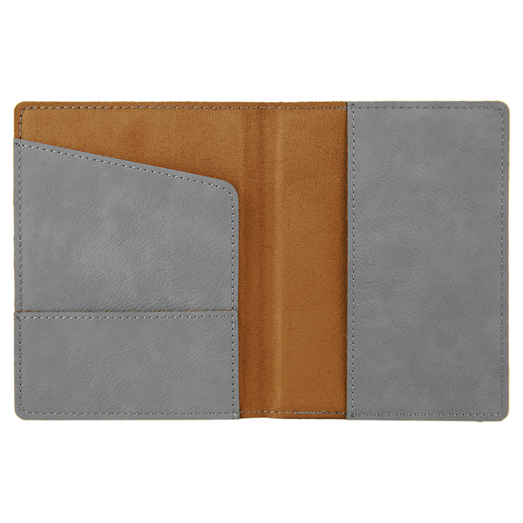 4 1/4" x 5 1/2" Gray Leatherette Passport Holder 2