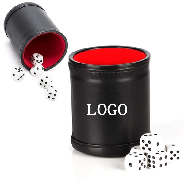PU Leather Dice Cup Set with 5 Dot Dices 3