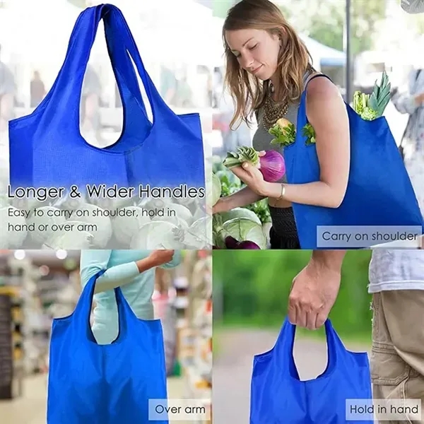 Foldable Large Grocery Reusable Shopping Bags, custom tote bag with logo imprint 3