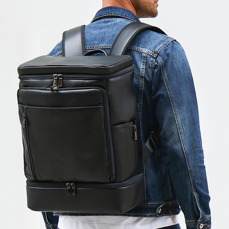 Leather Backpack Casual Travel Daypack with Shoe Compartment 12