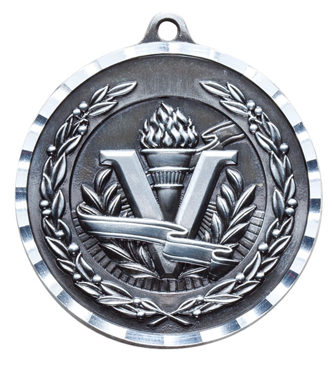 2" Silver Victory Diamond Cut Medal 2