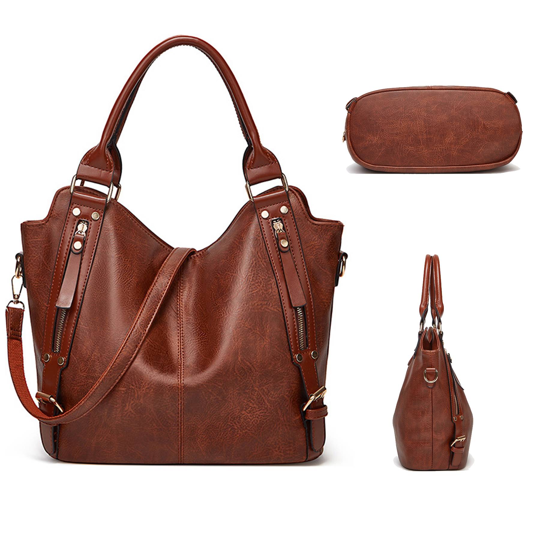 PU Leather Large Purse Tote Bag for Women, custom tote bag with logo imprint 5