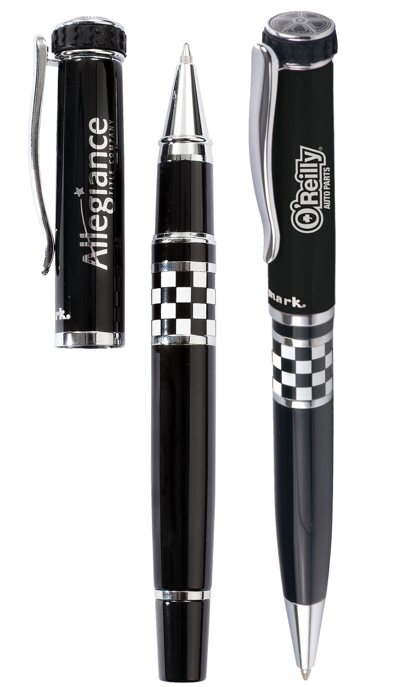 Itread Checkered Flag Wheeltop Ballpoint & Rollerball Pen Set