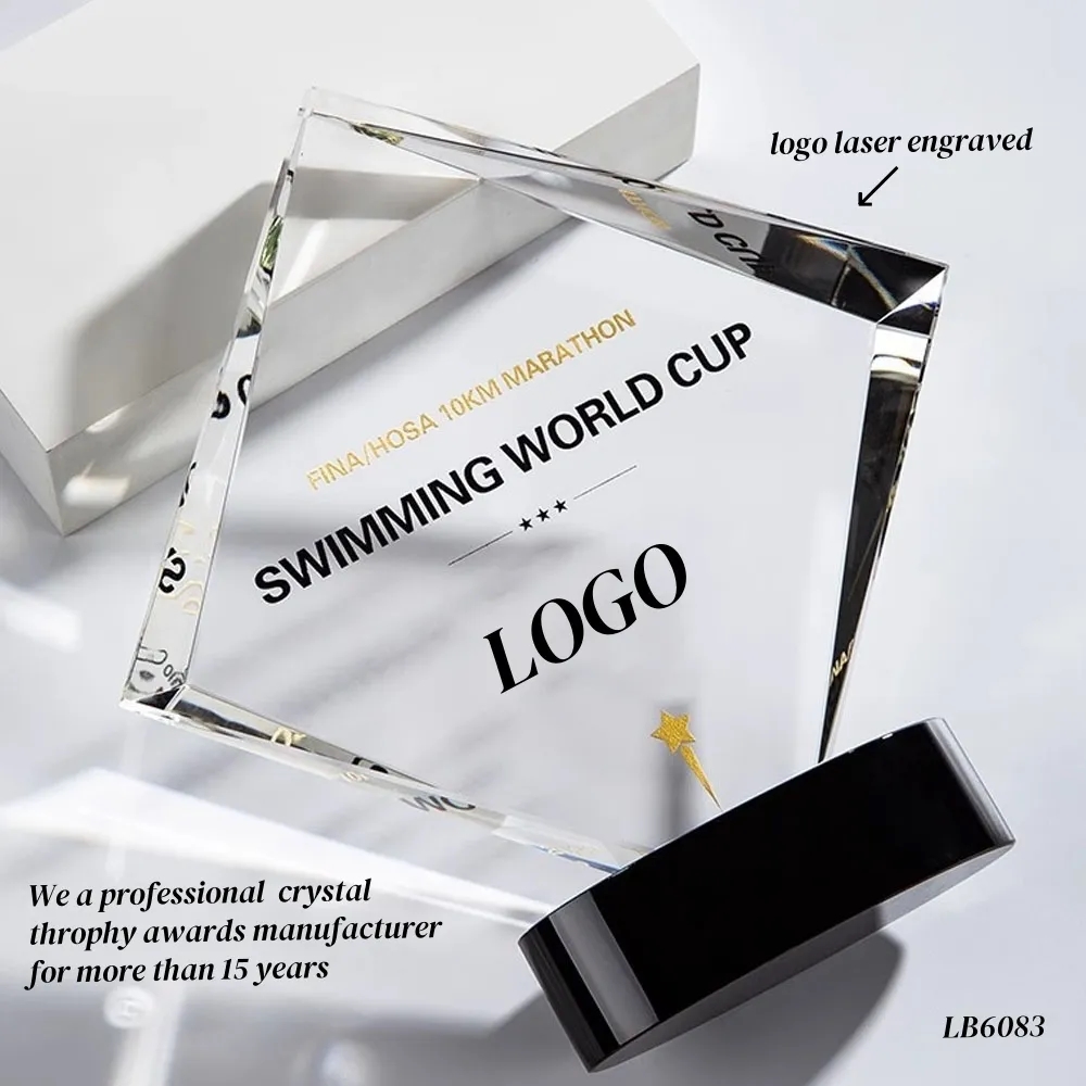 Engraved Crystal Trophy Award Custom 3