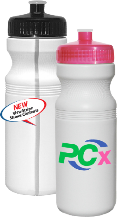 24 oz Plastic Water Bottle - Bike Bottle - USA Made - HDPE Plastic - Translucent Cap Colors 2