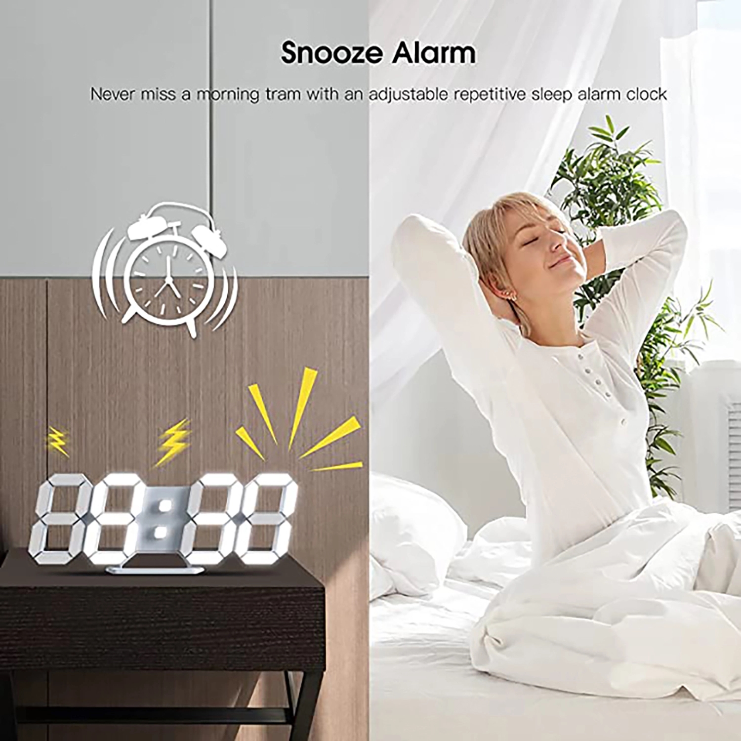 Led Digital Alarm 3D Wall Clock 13