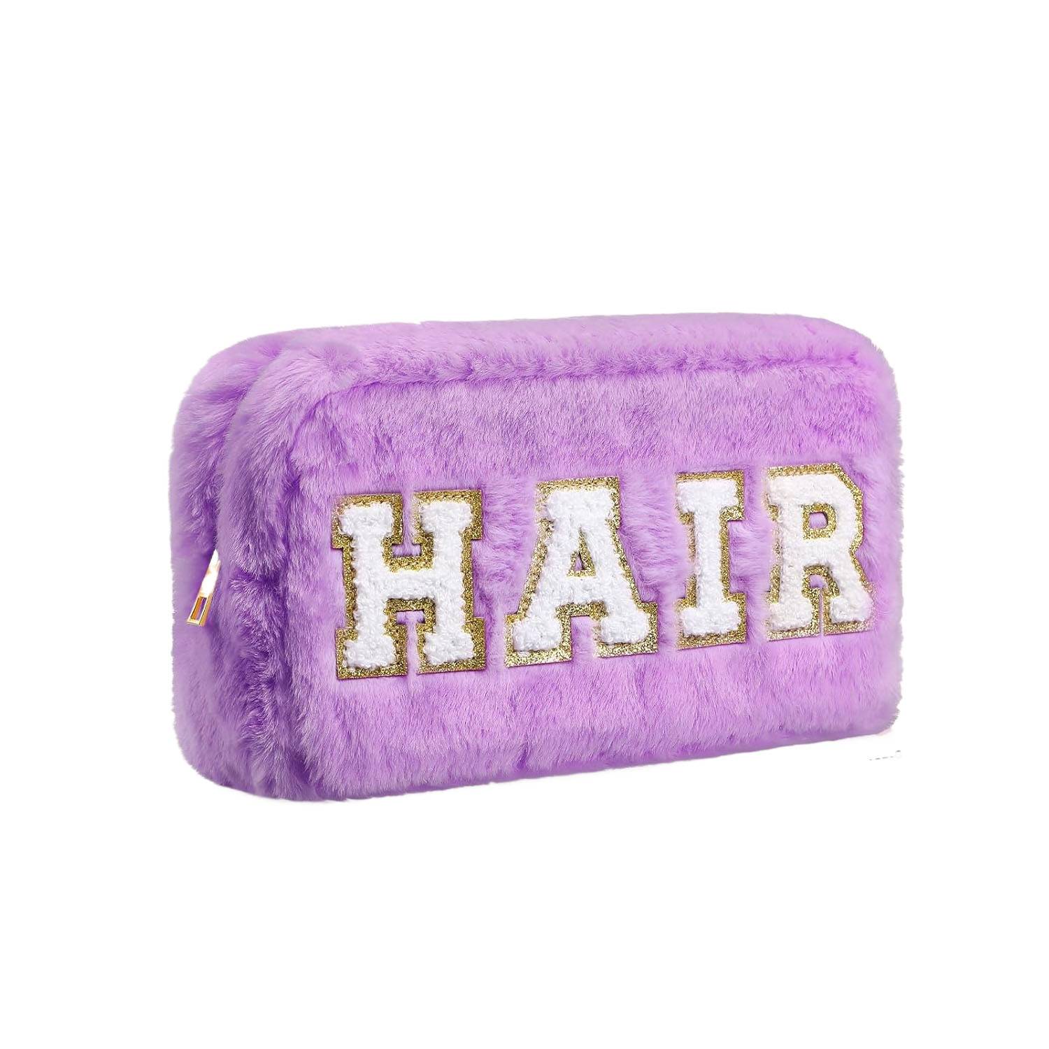Soft Faux Rabbit Fur Embroidered Makeup Storage Bag 3